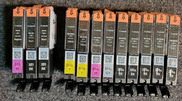 【新品未使用純正】キヤノンインクカートリッジ BCI-351XL BK×5 Y×2 M GY各1 351BK×2 M×1 計12本