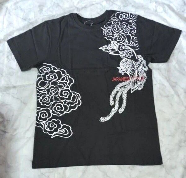 新品タグ付 MEN’S 和柄【雲鳳凰】コットン100% Tシャツ Lサイズ