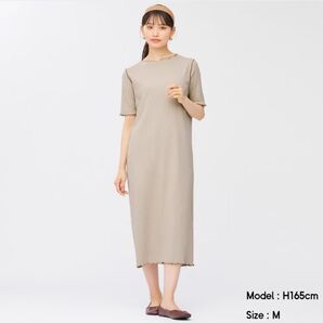 大きいサイズ GU リブメローロングワンピース