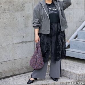 【新品未使用】大きいサイズ 長袖カットソー 裾レースワンピース