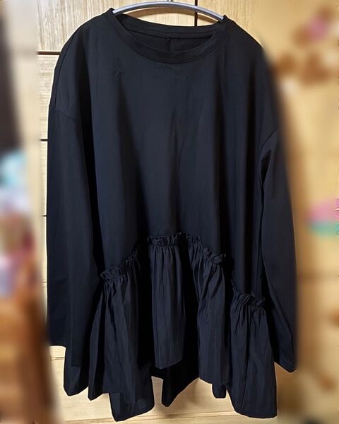 SHEIN 裾フリル トップス ブラック XL