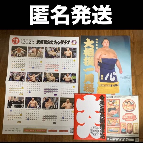 ★大相撲 ★ 初場所/パンフレット & ファンクラブ限定カレンダー & 大相撲手帖(雑誌付録) & 初場所ABEMAシール1枚