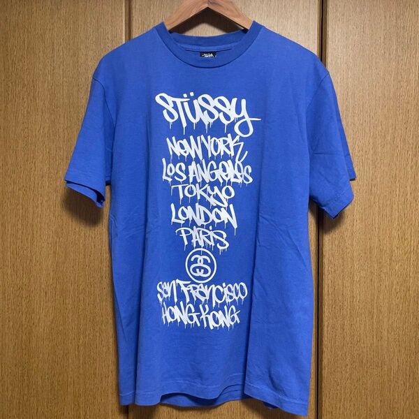 STUSSY Tシャツ ブルー Tシャツ 古着 L