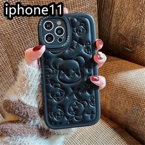 iphone11ケース カーバー TPU 熊 ブラック1