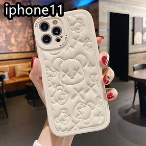 iphone11ケース カーバー TPU 熊 ホワイト1