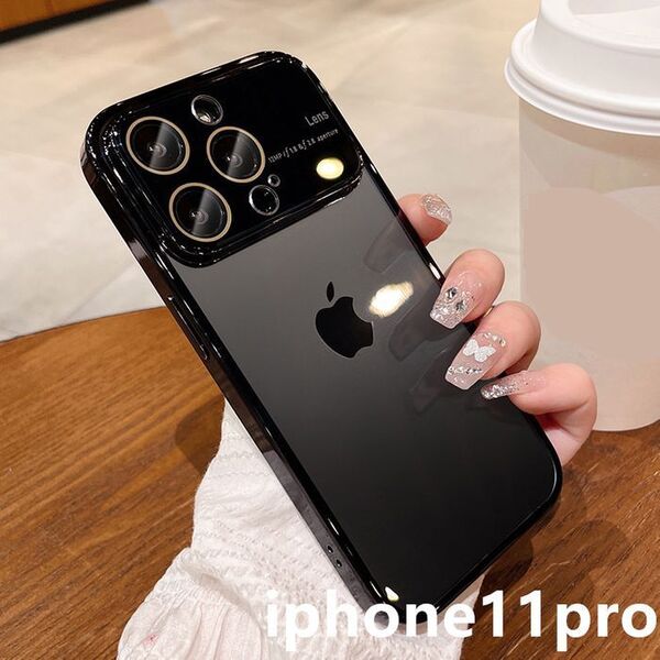 iphone11proケース カーバー TPU 指紋防止耐衝撃ブラック1