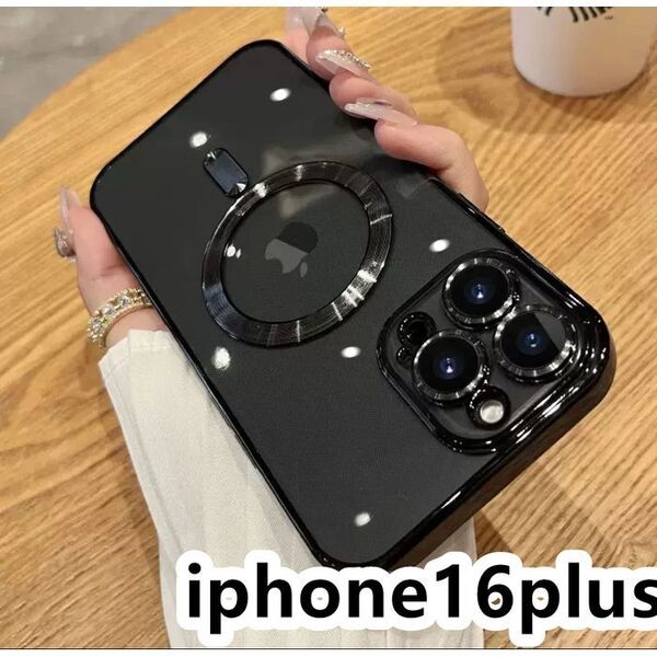 iphone16plusケース 無線 磁気 ワイヤレス充電 ブラック3