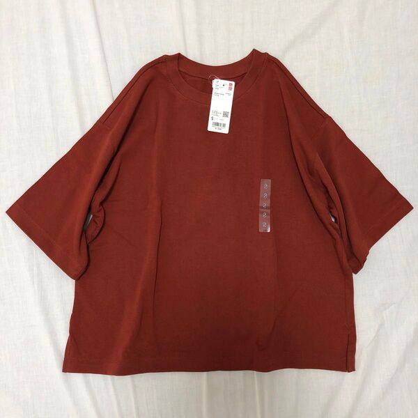 UNIQLO/ユニクロ オーバーサイズT(五分袖)Sサイズ 未使用 ダークオレンジ Tシャツ