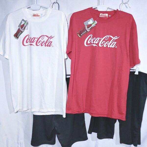 新品 ペアルック 上下セット XL コカコーラ ルームウェア Tシャツ ハーパン
