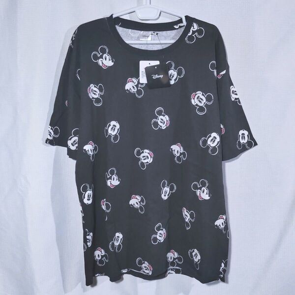 新品 Tシャツ 4L ミッキーマウス フェイス ディズニー カットソー 総柄