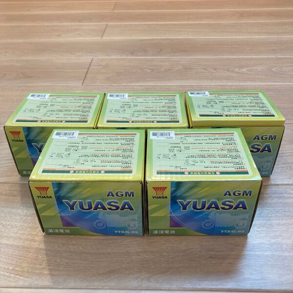 YUASA バイク用バッテリー YTX4L-BS 5個セット