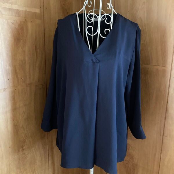 Theory luxe セオリーリュクス Vネックとろみ七分袖ブラウス 38(M)