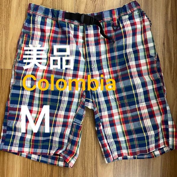 【美品】Columbia ハーフパンツ メンズ チェック M ショートパンツ コロンビア