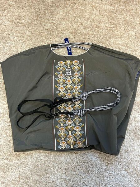 新品 ナイロン刺繍エコバッグ L ボールアンドチェーン ショルダーストラップ付き