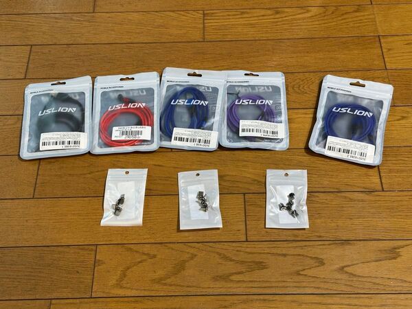 USB マグネットケーブル5本(1m4本、2m1本) 通信可能タイプ マグネット端子部 USB A〜B,C,L各5個セット