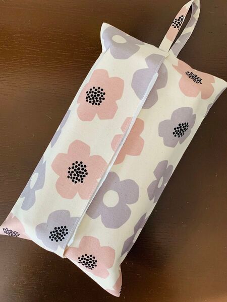 北欧風花柄×ピンクグレーコンビ ボックスティッシュケース