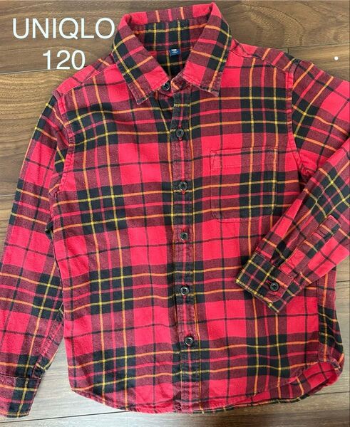 UNIQLO チェック柄 長袖シャツ 120 ネルシャツ チェック シャツ 長袖