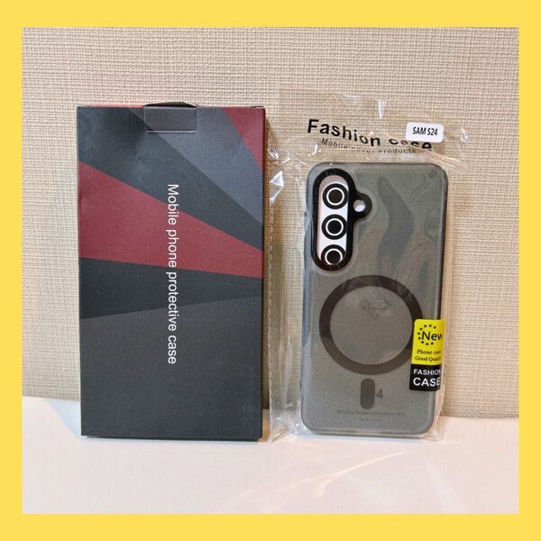Galaxy S24 ケース MagSafe対応 半透明 ワイヤレス充電 黒