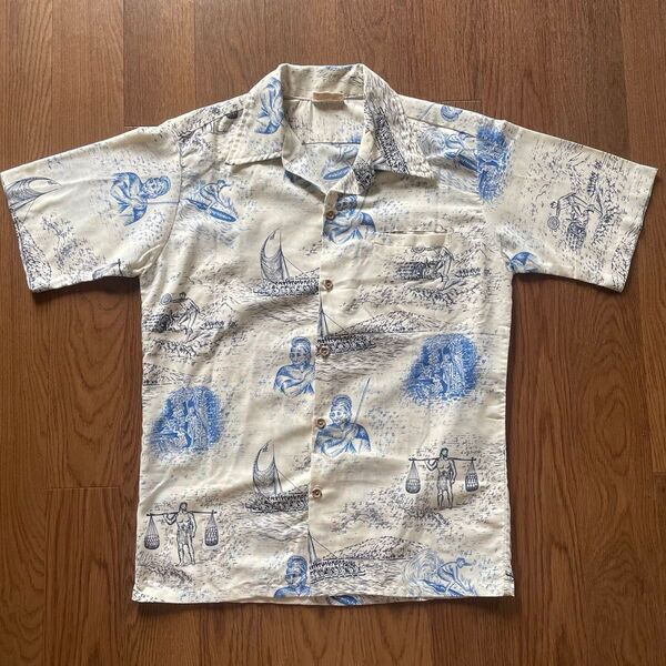 【vintage】50s アロハシャツ 開襟シャツ オープンカラーシャツ 半袖シャツ