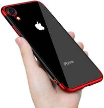 iPhone XRケース 赤枠 TPUケース 透明 薄型 軽量 スリム 大人気_画像1