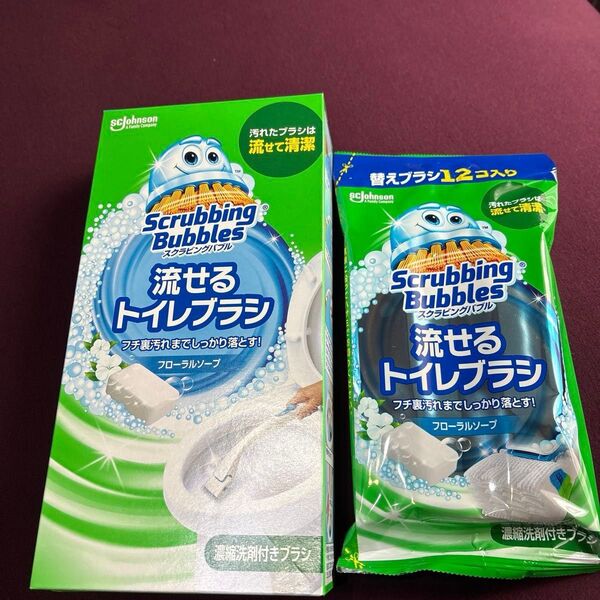 流せるトイレブラシ 本体+替ブラシ12個