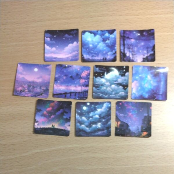 夜空 風景 雲 幻想的 手帳デコ ステッカー フレークシール まとめ売り 10枚セット⑤