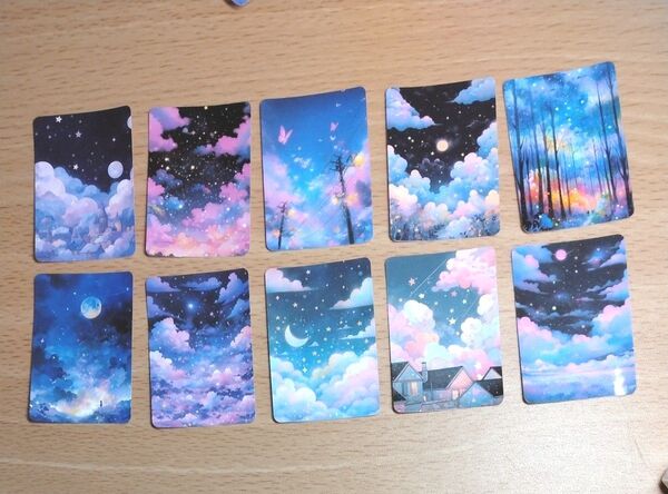 夜空 風景 雲 幻想的 手帳デコ ステッカー フレークシール まとめ売り 10枚セット②