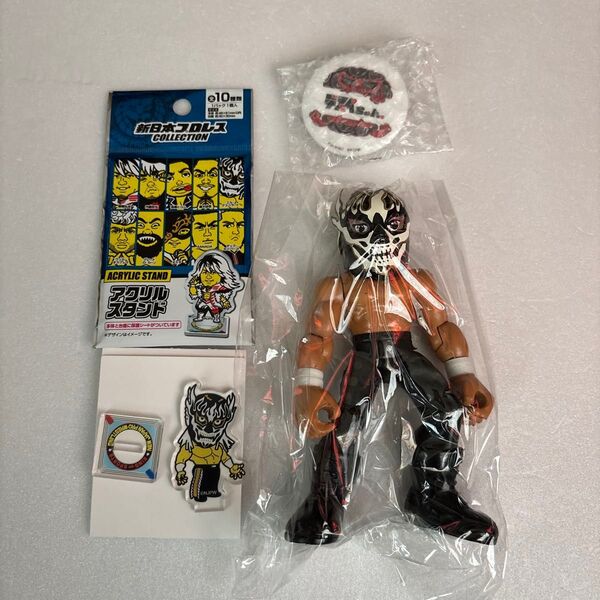 新日本プロレス エルデスペラード メキシコ製 アクションフィギュア デスペちゃん 缶バッチ アクリルスタンド セット