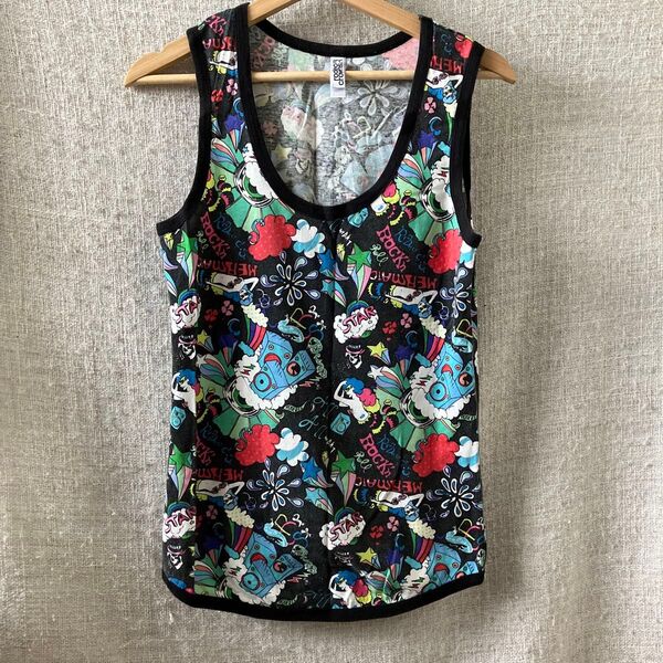 ◆美品◆rodeo crowns ロデオクラウンズ タンクトップ ノースリーブ ROCK Tシャツ M