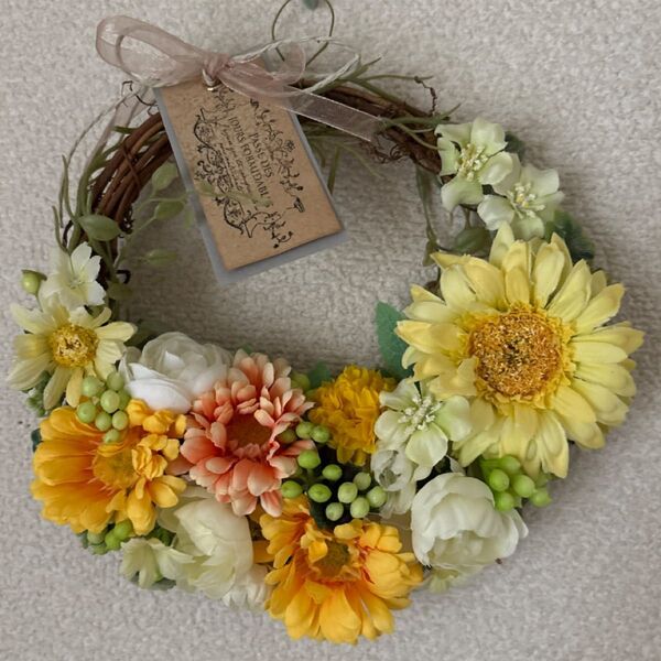 ☆SALE☆造花リース イエロー系 インテリア ハンドメイド☆SALE☆