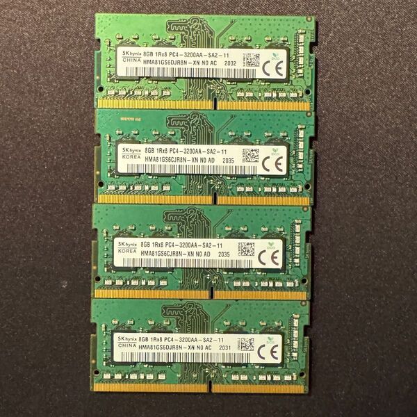 SKhynix 8GB PC4-3200A 8GB SO-DIMM 4枚セット 32GB