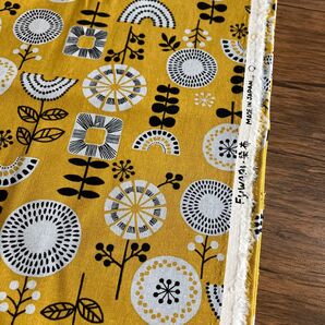 No.503/108×100 生地 ハギレ 綿麻キャンバス 100cm 1m イエロー カラシ 布 ハンドメイド ハギレ