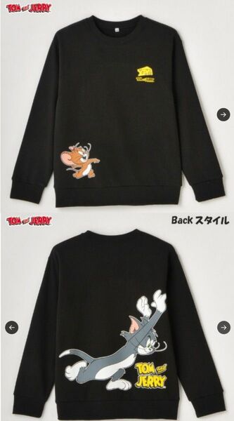 未使用タグ付き 男の子 160 トムとジェリー 裏起毛トレーナー 黒 キッズ 長袖 TOM&JERRY コラボ CLOSSHI