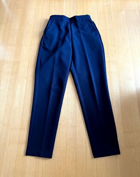 GU ジーユー 2WAYストレッチテーパードパンツ ネイビー 紺 S ウエストゴム 58~64cm