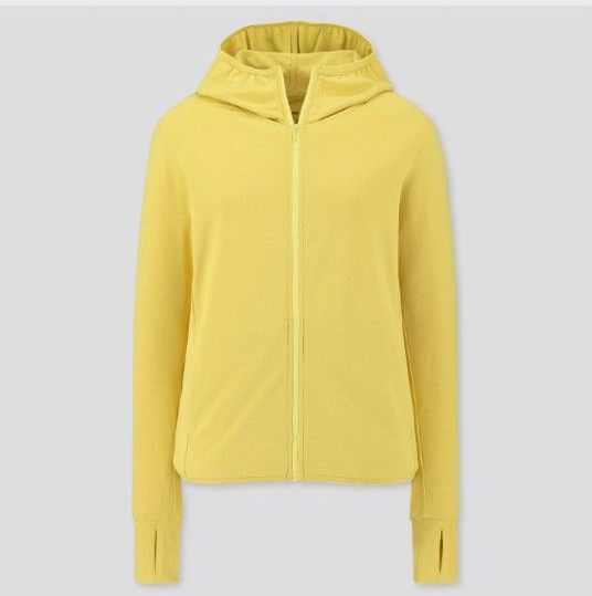 ユニクロ エアリズムUVカットメッシュパーカ(長袖)イエロー XL