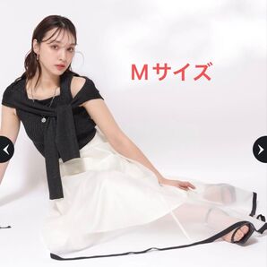 新品 リランドチュール Rirandture エアリー ドッキング ワンピース ブラック 白 ラメ