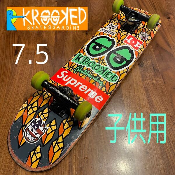 クルキッド スケボー コンプリート スケートボード 子供用 女性用 7.5インチ 中古スケートボード 中古スケボー 子供用スケボー