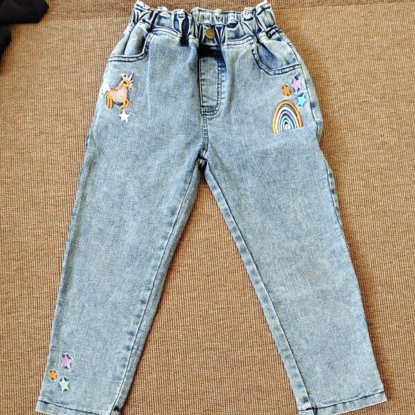 デニムパンツ ダメージ加工 SHEIN ケミカルウォッシュ キッズ 110