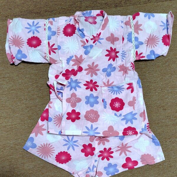 甚平 女の子 浴衣 着物 花柄 90 赤ちゃん キッズ