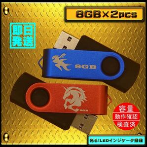 新品 USBメモリ 8GB×2個 回転式・ストラップホール付 限定色