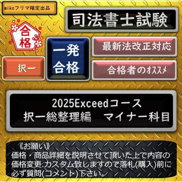 《一発合格》2025Exceedコース《択一総整理編 マイナー科目》