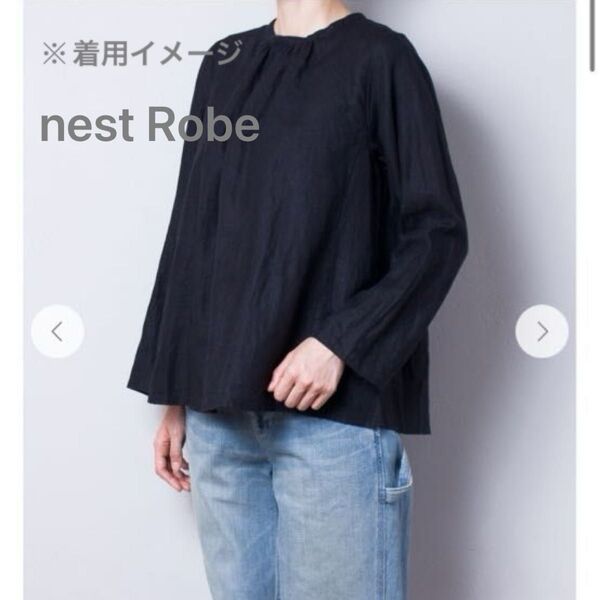 美品!nest Robeネストローブ リネンスタンドカラーブラウス