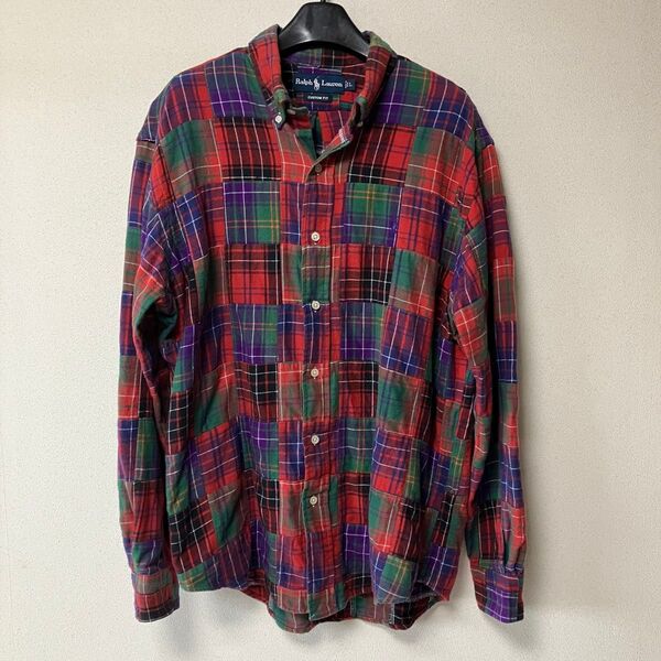 RALPH LAURENラルフローレン パッチワークシャツ チェック BD ネルシャツ