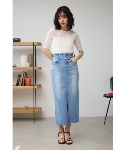 AZUL by moussy デニムスカート ロングスカート タイトスカート スリット ハイウエスト