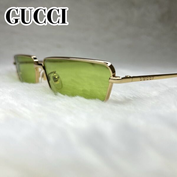美品 GUCCI GG0537S サングラス グリーンレンズ スクエア y2k archive ユニセックス アヴァンギャルド