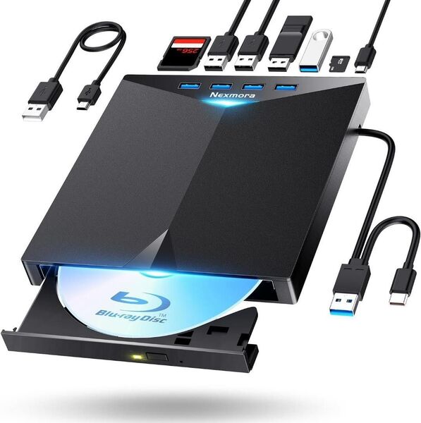 Blu-ray 外付けドライブ 読取/書込可 Blu-rayプレイヤー 薄型軽量