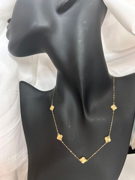 タイムセール!K18 YG クローバー ネックレス 45 cm 3.20 グラム