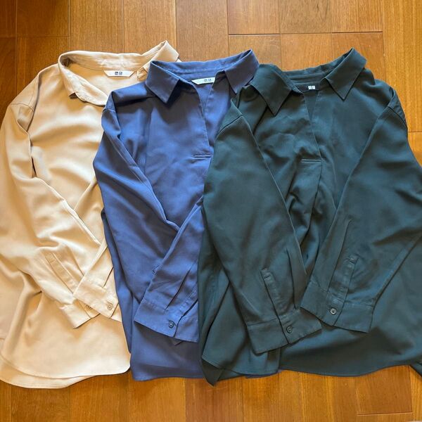最終値下げ UNIQLO レーヨン スキッパーブラウス 3着セット