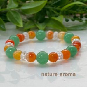 アベンチュリン オレンジクォーツ パワーストーンブレスレット No.185