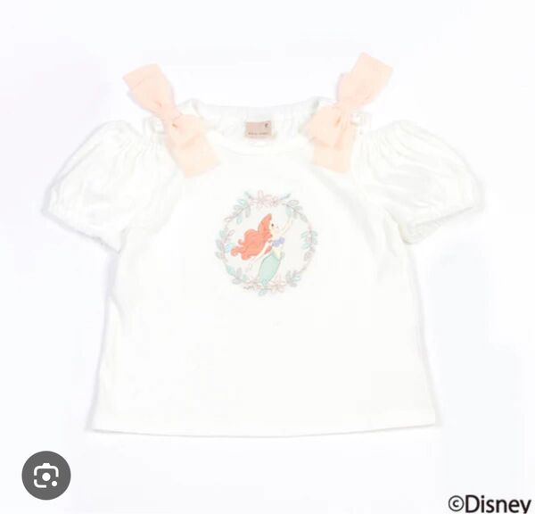 【Disney】2way肩リボンTシャツ プティマイン アリエル 120cm